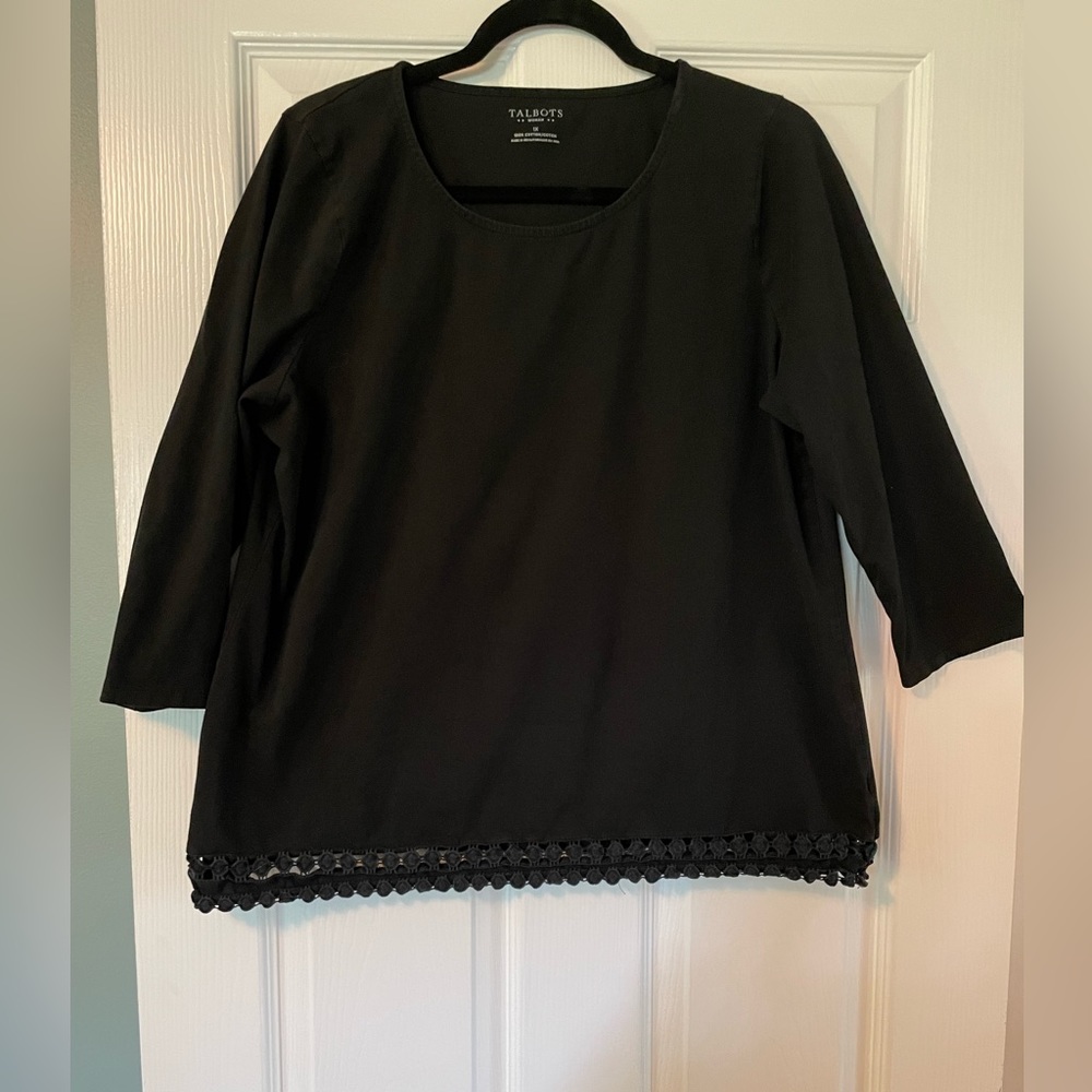 Talbots 3/4 length Black Top with Detail on the Bottom. Like new condition.